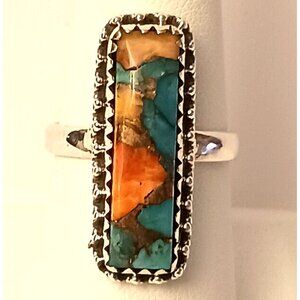 Spiny Oyster Turquoise ring s8.25 (1564)